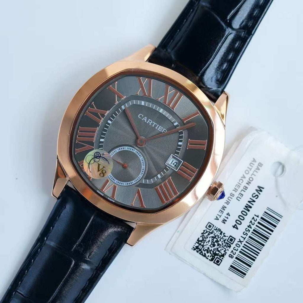 CARTIER DRIVE DE CARTIE SECOND TIME ROSE GOLD CASE LEATHER