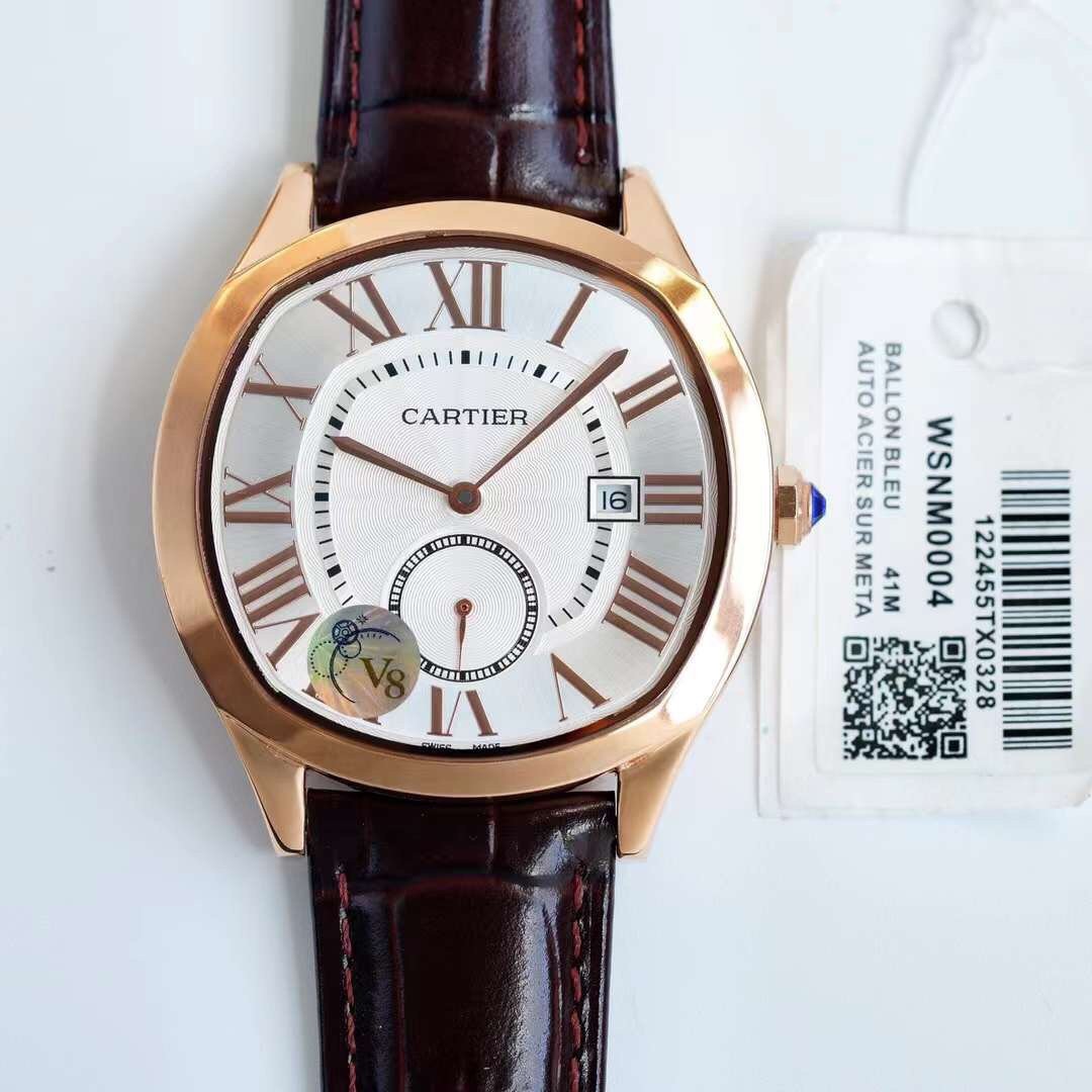 CARTIER DRIVE DE CARTIE SECOND TIME ROSE GOLD CASE LEATHER