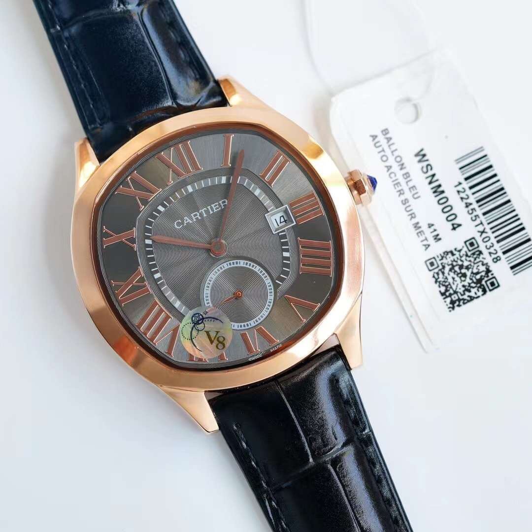 CARTIER DRIVE DE CARTIE SECOND TIME ROSE GOLD CASE LEATHER