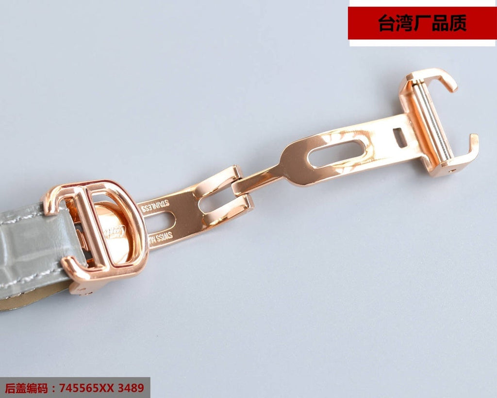 CARTIER BALLON BLEU 33MM ROSE GOLD GREY LEATHER