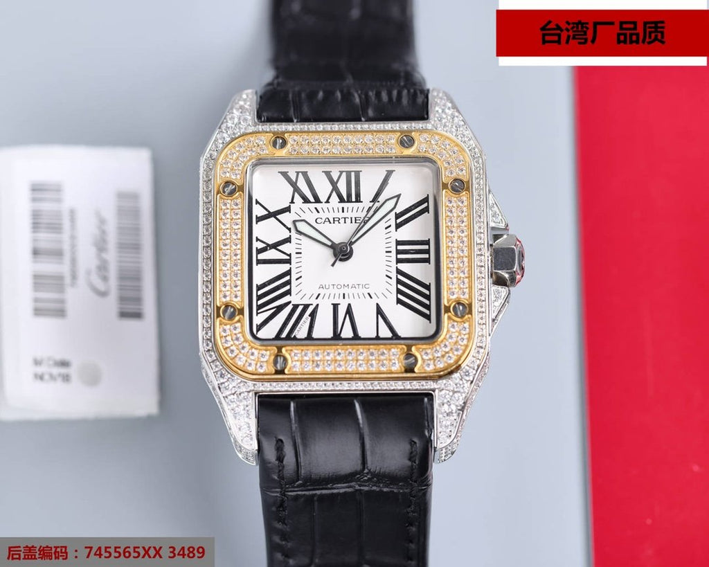 CARTIER SANTOS 100XL 42MM DIAMOND GOLD BEZEL