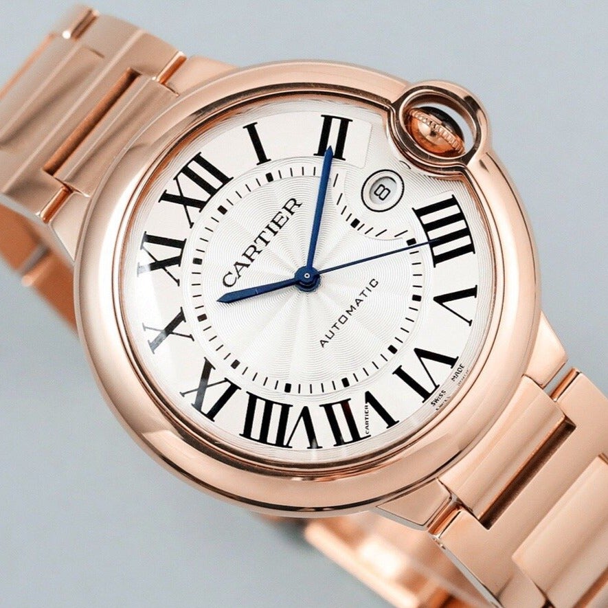 CARTIER BALLON BLEU DATE ROSE GOLD WHITE DIAL