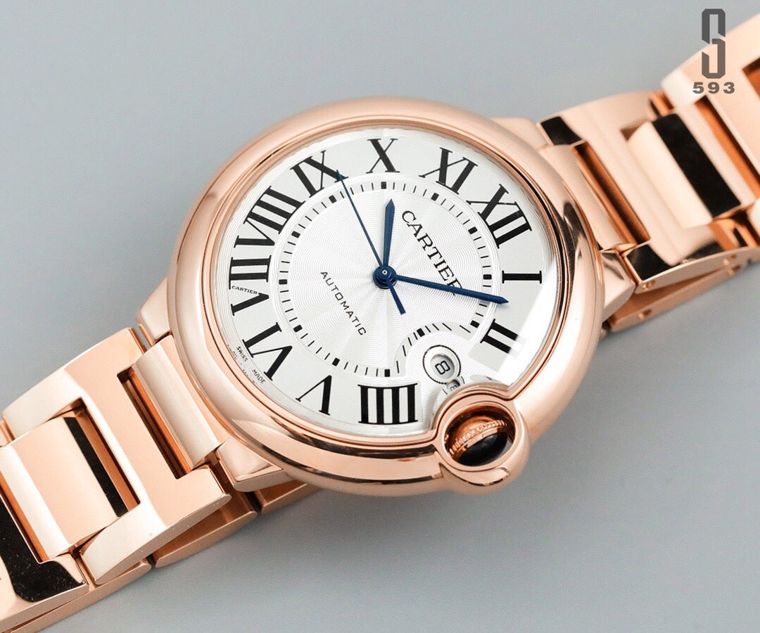 CARTIER BALLON BLEU DATE ROSE GOLD WHITE DIAL