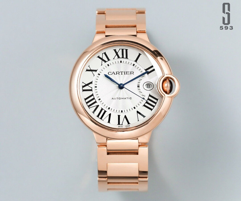 CARTIER BALLON BLEU DATE ROSE GOLD WHITE DIAL