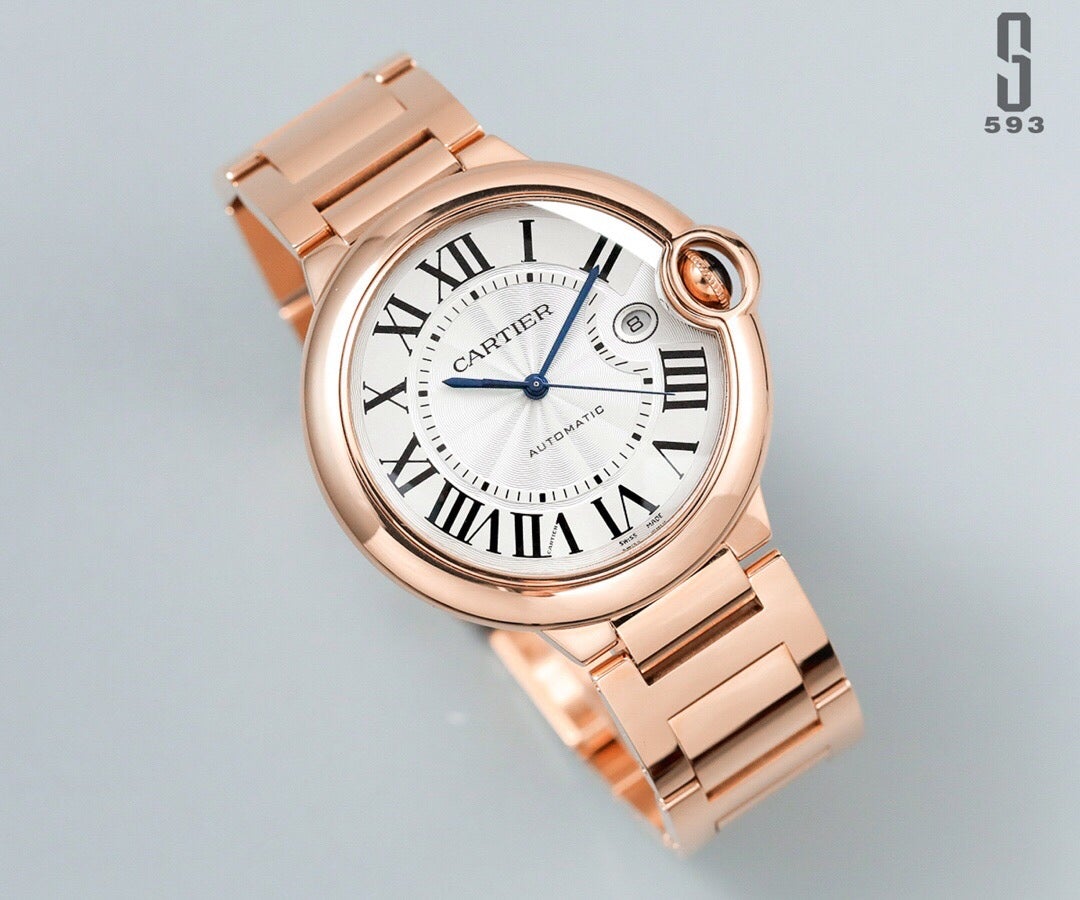 CARTIER BALLON BLEU DATE ROSE GOLD WHITE DIAL