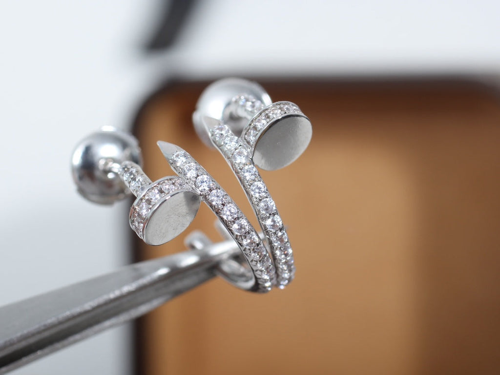 CARTIER JUSTE EARRINGS 12.75MM SILVER DIAMOND