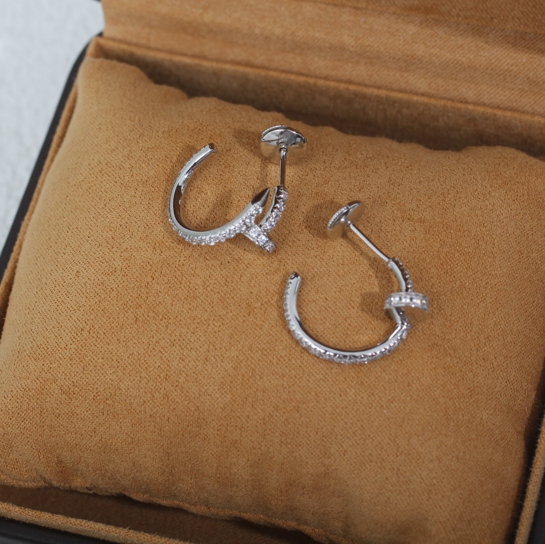 CARTIER JUSTE EARRINGS 12.75MM SILVER DIAMOND