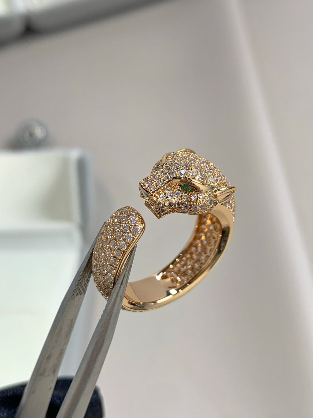 CARTIER PANTHERE PINK GOLD DIAMOND RING