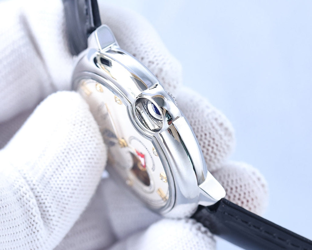 CARTIER BALLON BLEU 36MM OPEN HEART PINK DIAMOND NUMERALS