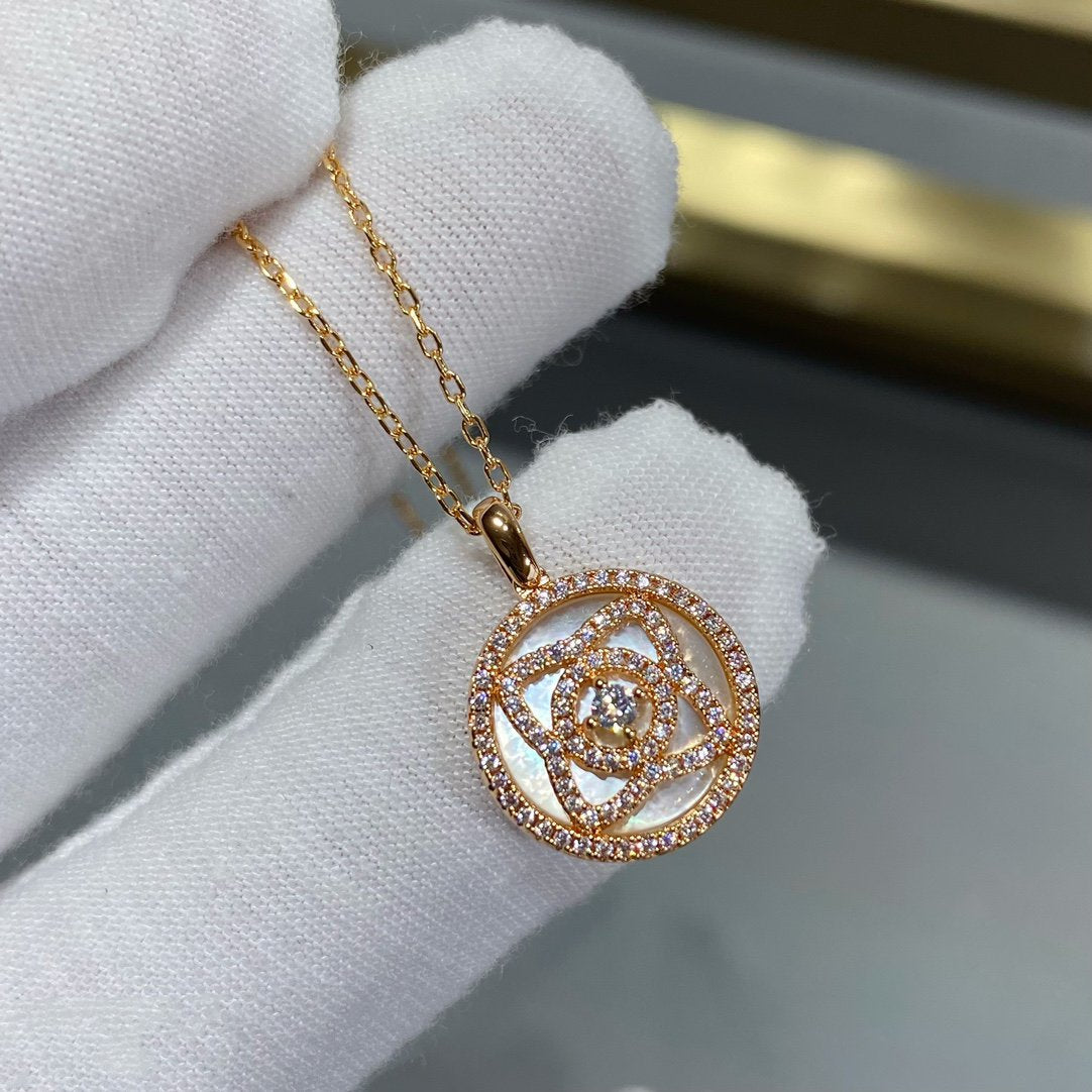 PIAGET LOTUS PINK GOLD MOP DIAMOND NECKALCE