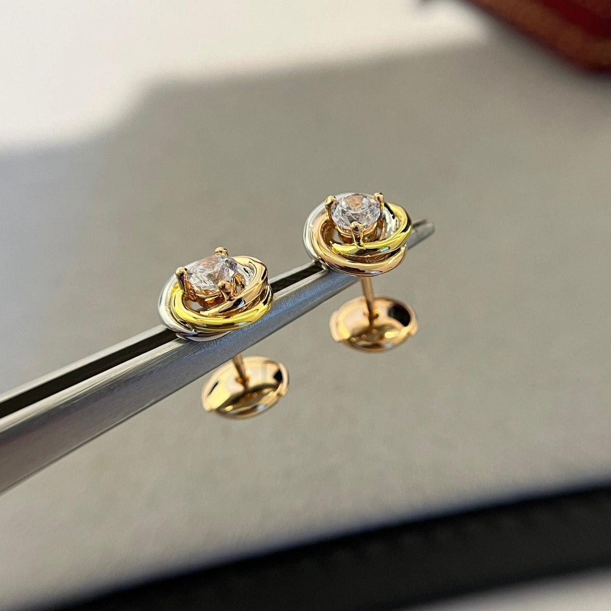 CARTIER TRINITY DIAMOND MINI STUD EARRINGS