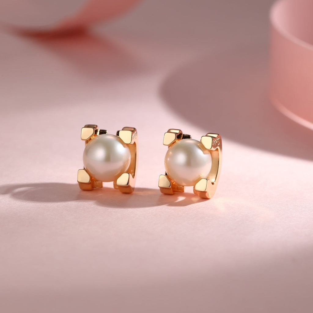 CARTIER AKOYA PEARLS 6MM PINK GOLD STUD EARRINGS