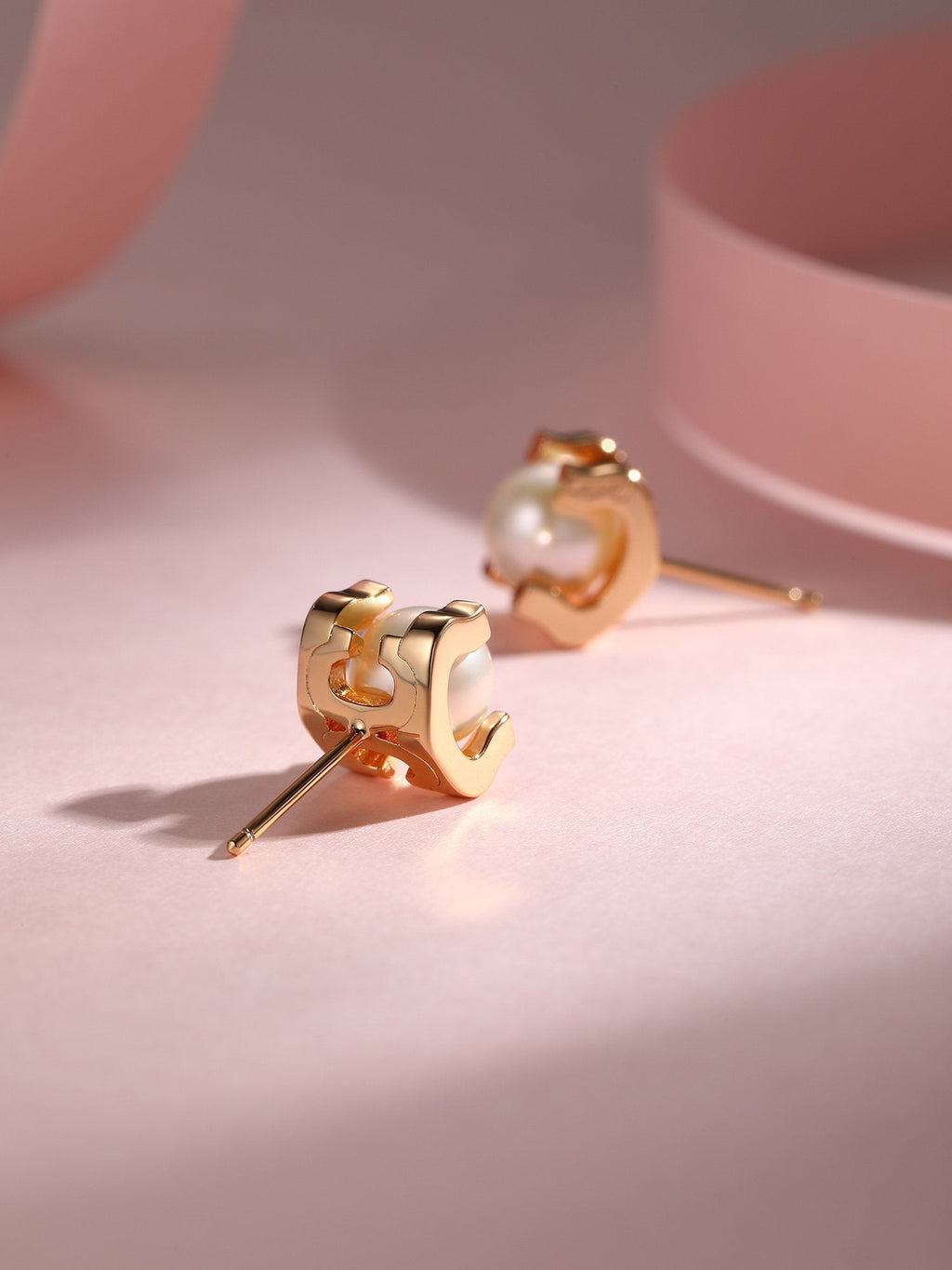 CARTIER AKOYA PEARLS 6MM PINK GOLD STUD EARRINGS