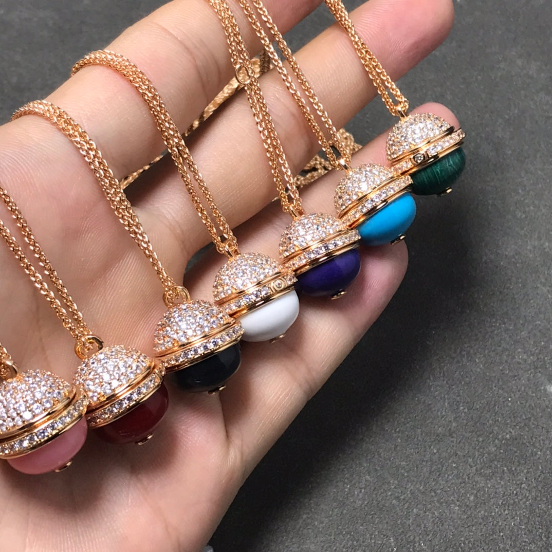 PIAGET POSSEISSION DIAMOND PINK GOLD MALACHITE NECKLACE