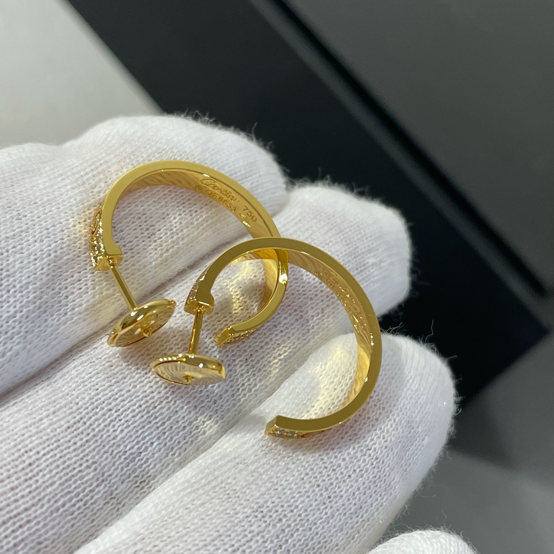 CARTIER LOVE DIAMOND GOLD HOOP EARRINGS