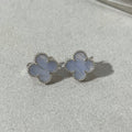 Van Cleef & Arpels CLOVER CHALCEDONY SILVER STUD EARRINGS