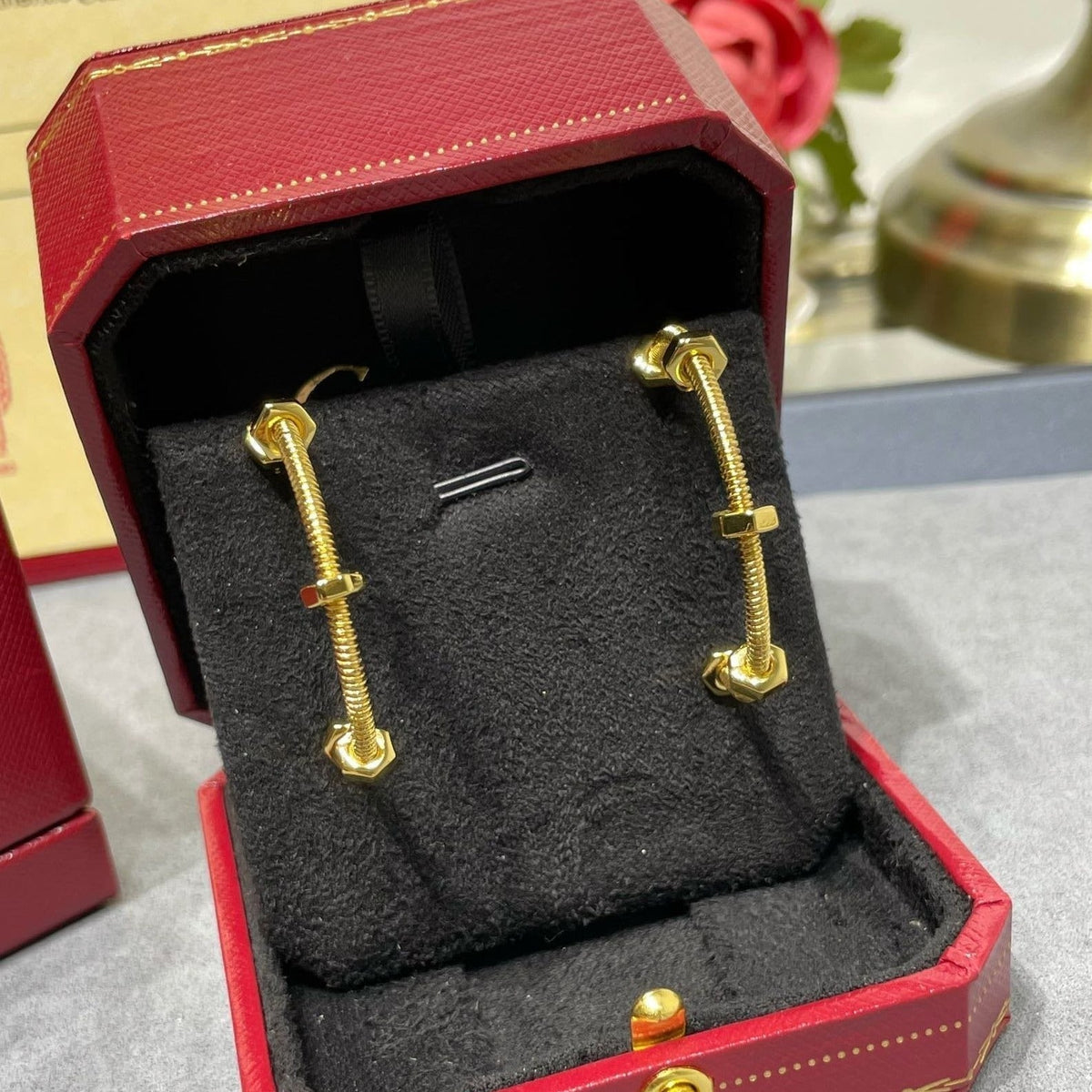 CARTIER ECROU LARGE HOOP EARRINGS