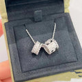 Van Cleef & Arpels PERLEE DOUBLE PENDANT SILVER DIAMOND NECKLACE