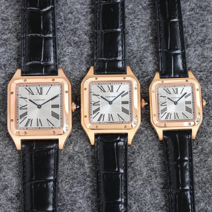 CARTIER SANTOS DUMONT LADY PINK GOLD CASE CROCODILE STRAP