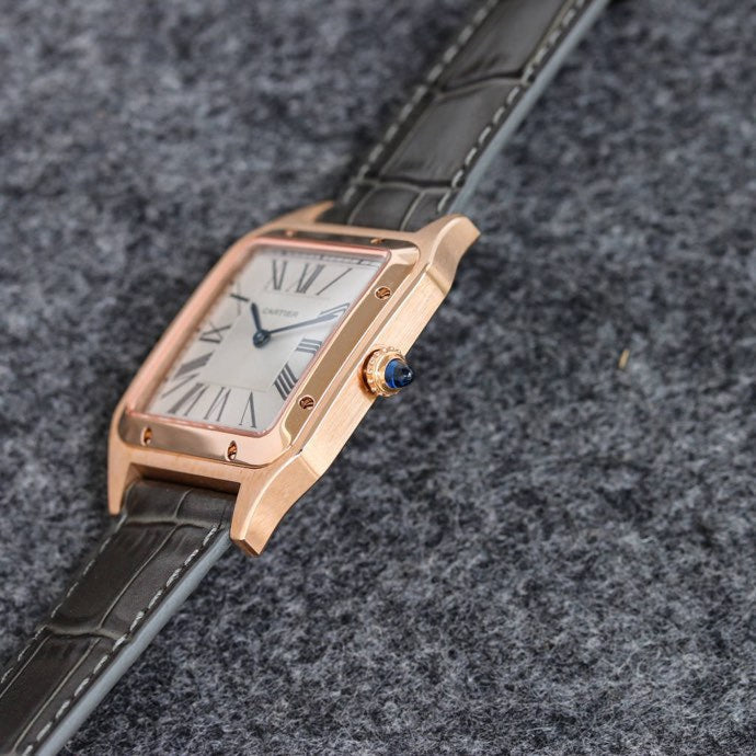 CARTIER SANTOS DUMONT LADY PINK GOLD CASE CROCODILE STRAP
