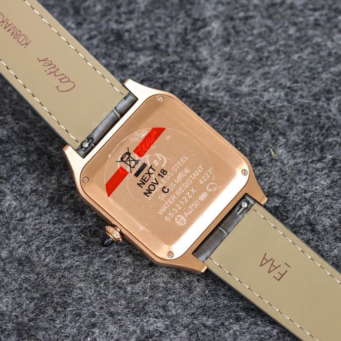 CARTIER SANTOS DUMONT LADY PINK GOLD CASE CROCODILE STRAP