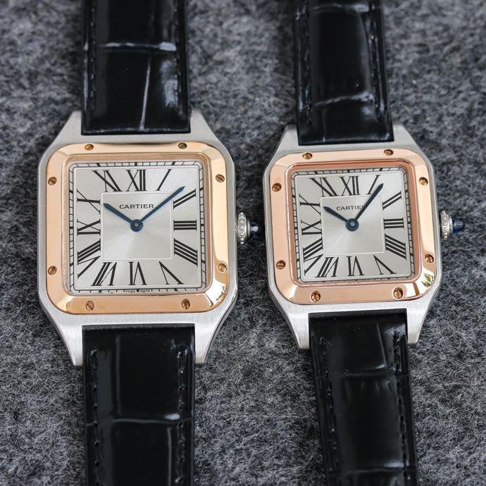 CARTIER SANTOS DUMONT LADY PINK GOLD CASE CROCODILE STRAP