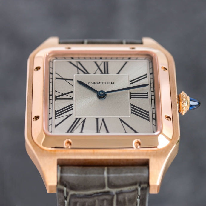 CARTIER SANTOS DUMONT LADY PINK GOLD CASE CROCODILE STRAP