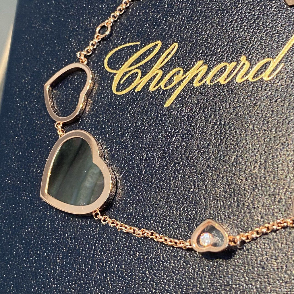 CHOPARD HAPPY HEART DARK MOP PINK GOLD BRACELET
