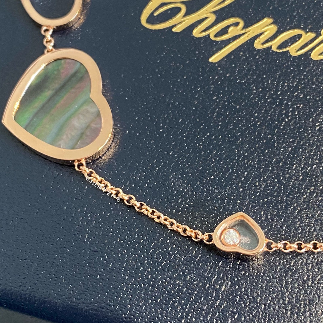CHOPARD HAPPY HEART DARK MOP PINK GOLD BRACELET