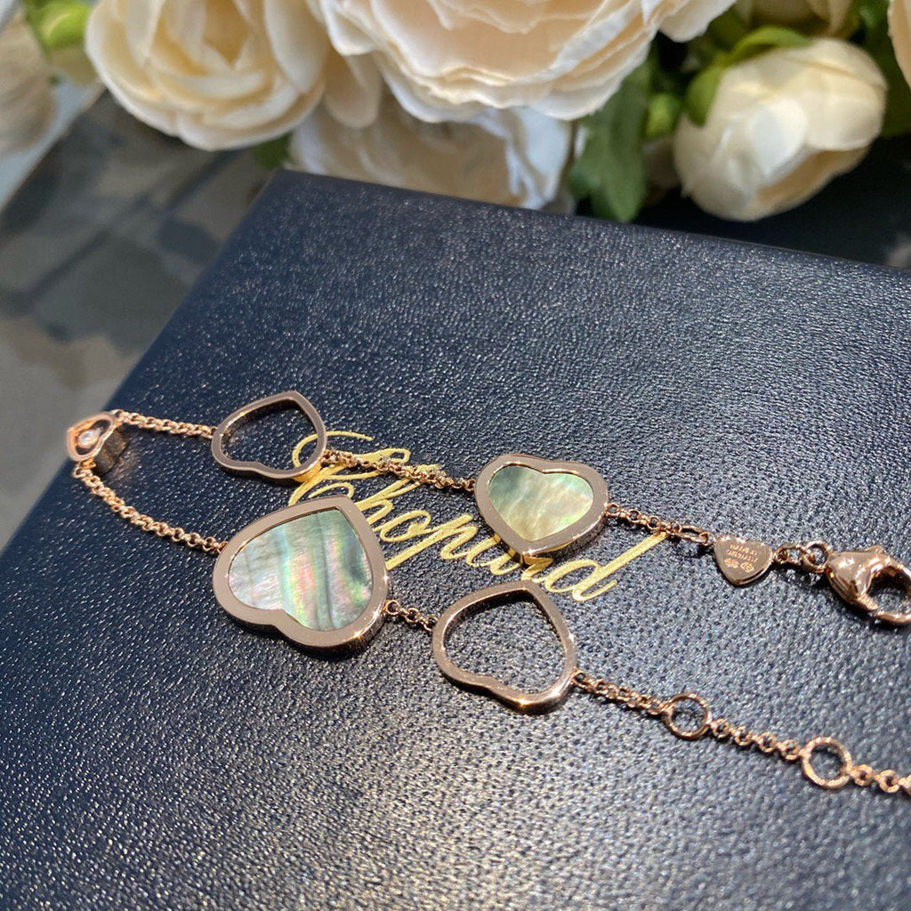 CHOPARD HAPPY HEART DARK MOP PINK GOLD BRACELET