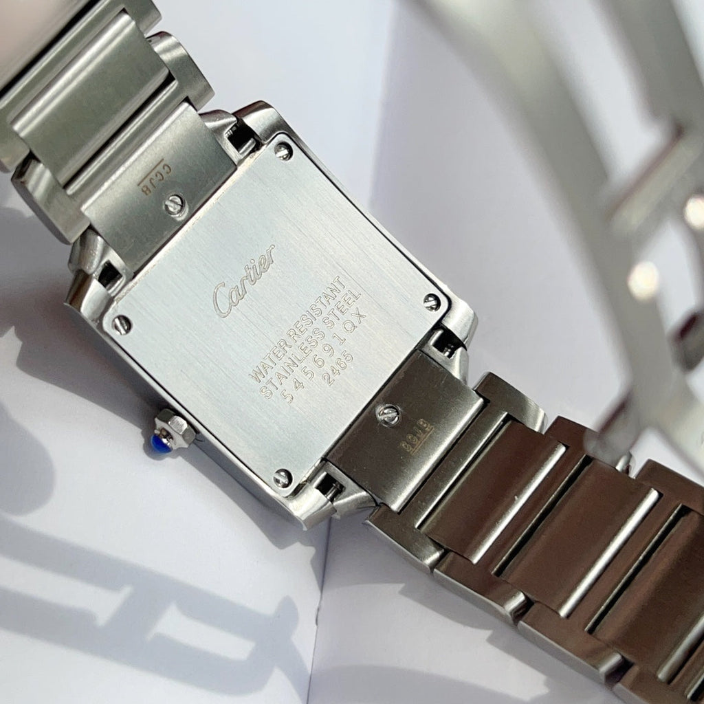 CARTIER TANK FRANCAISE 25 STEEL DIAMOND BEZEL WHITE DIAL