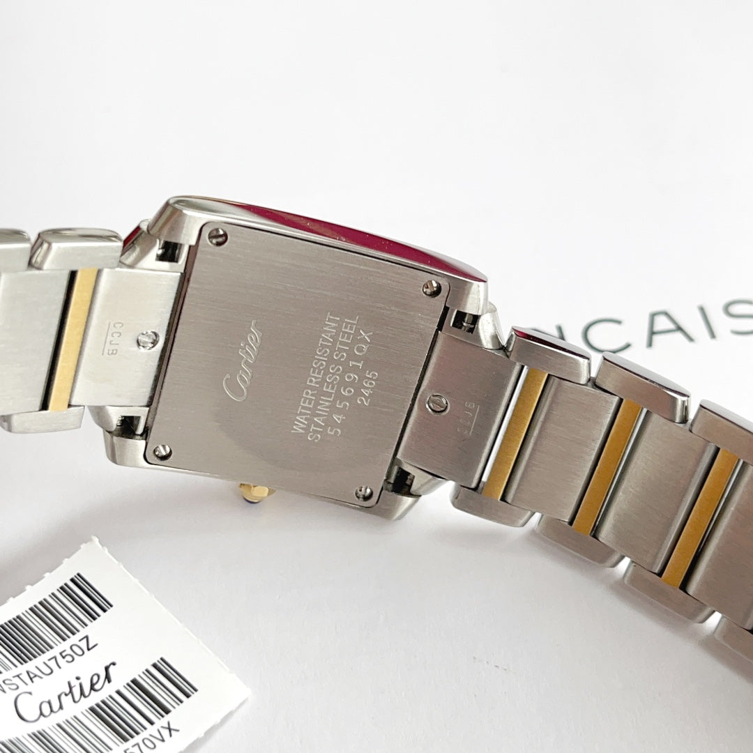 CARTIER TANK FRANCAISE 25 GOLD STEEL WHITE DIAL