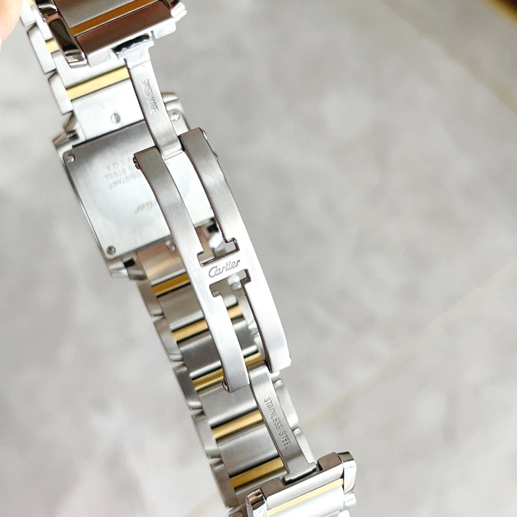 CARTIER TANK FRANCAISE 25 GOLD STEEL WHITE DIAL
