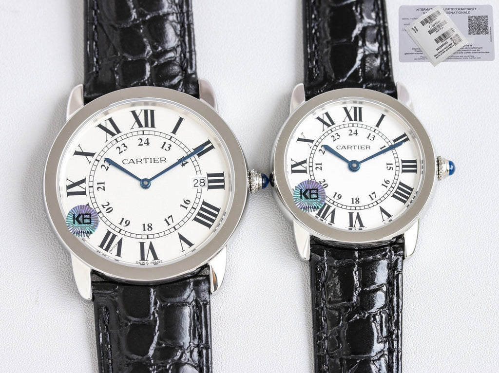 CARTIER RONDE SOLO STEEL BLACK LEATHER