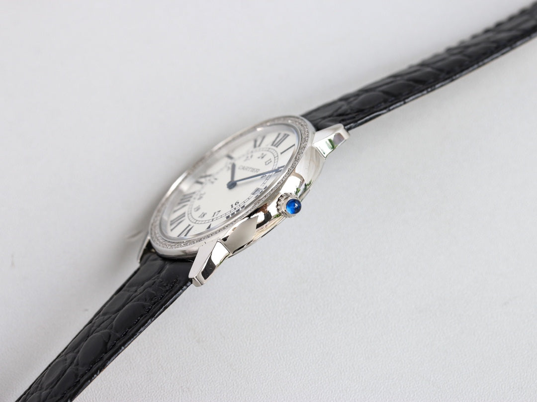 CARTIER RONDE SOLO STEEL BLACK LEATHER