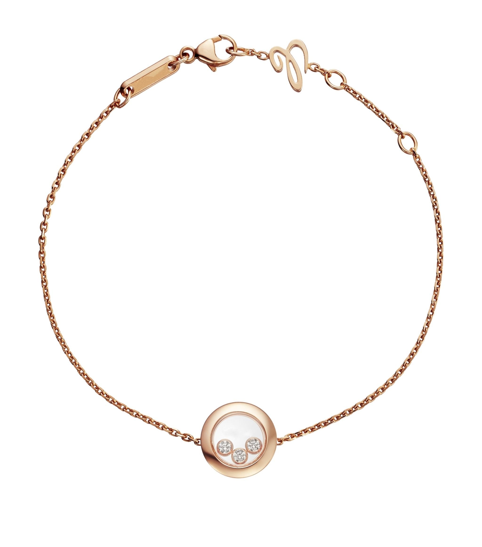 CHOPARD HAPPY HEART BRACELET PINK GOLD 3 DIAMOND