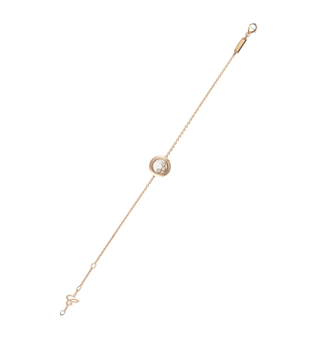 CHOPARD HAPPY HEART BRACELET PINK GOLD 3 DIAMOND