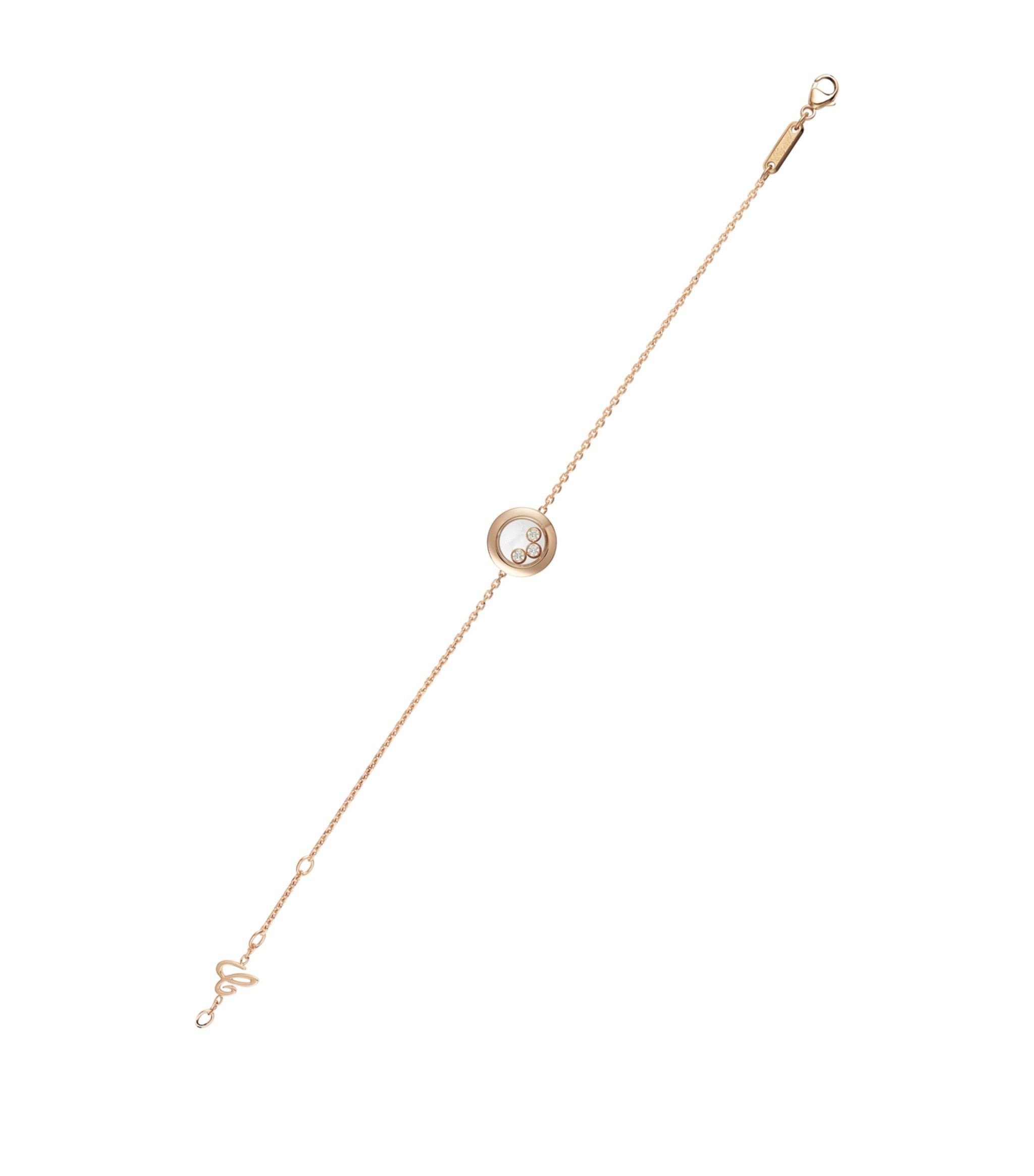 CHOPARD HAPPY HEART BRACELET PINK GOLD 3 DIAMOND