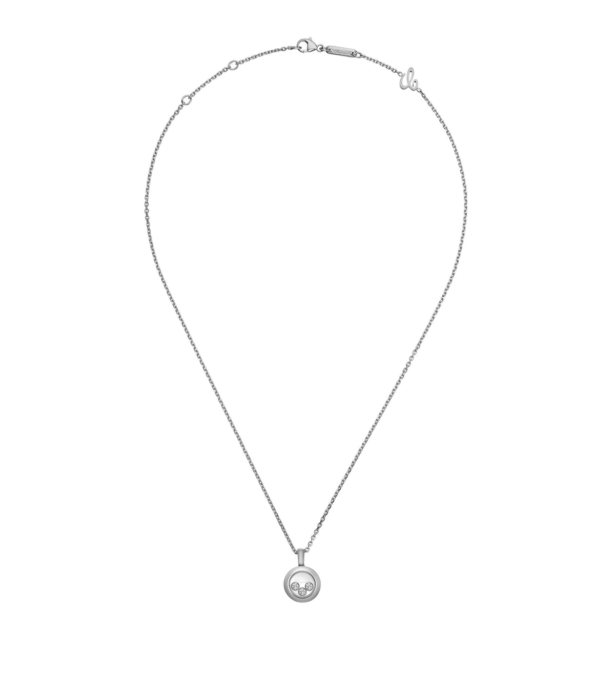 CHOPARD HAPPY PEDANT SILVER 3 DIAMOND NECKLACE