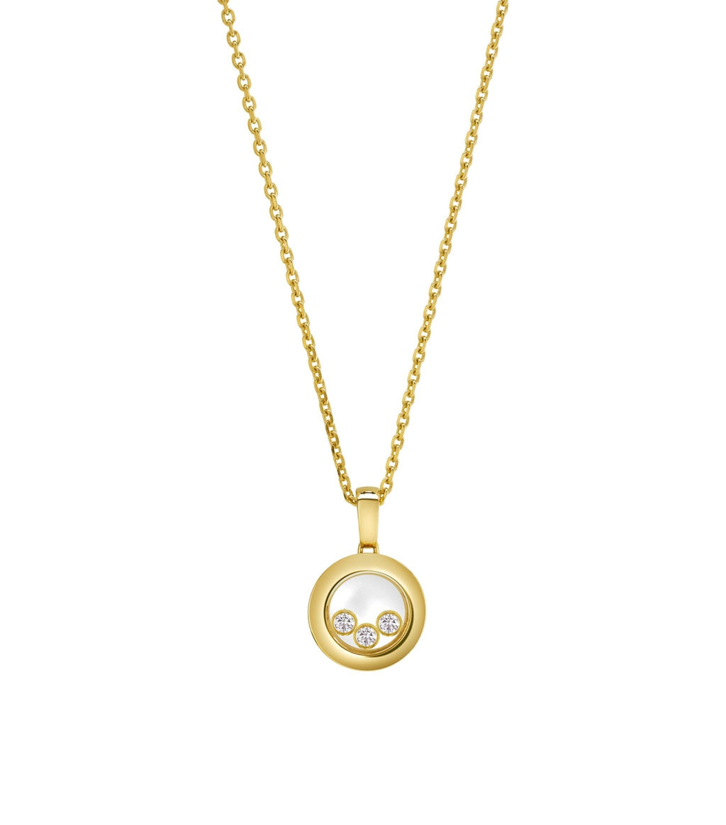 CHOPARD HAPPY PEDANT GOLD 3 DIAMOND NECKLACE