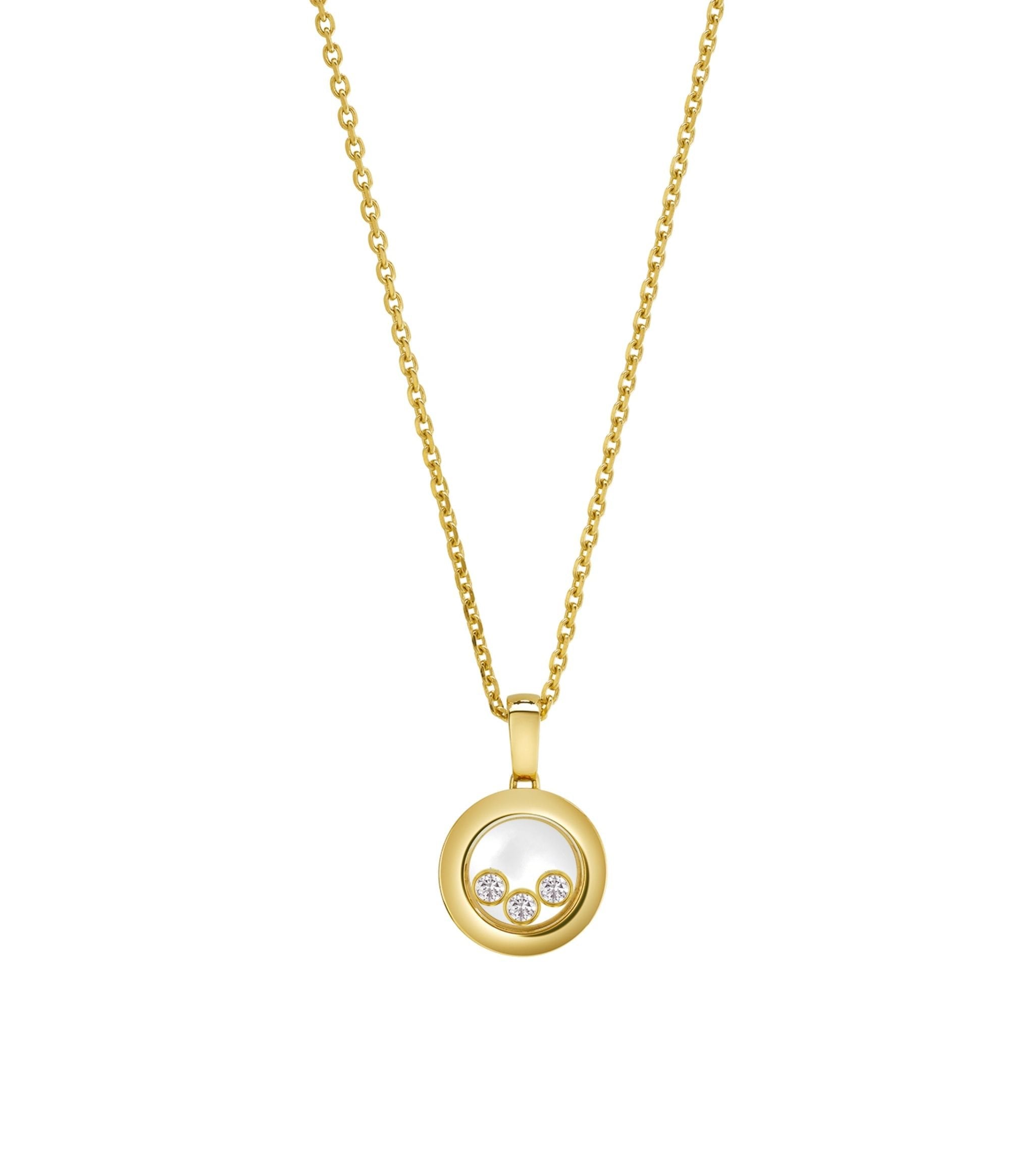 CHOPARD HAPPY PEDANT GOLD 3 DIAMOND NECKLACE