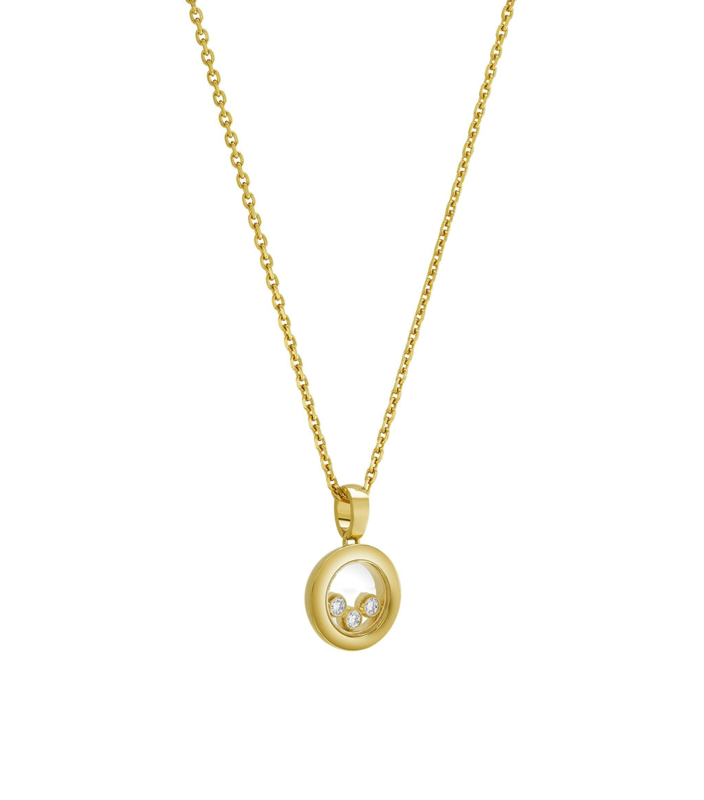 CHOPARD HAPPY PEDANT GOLD 3 DIAMOND NECKLACE