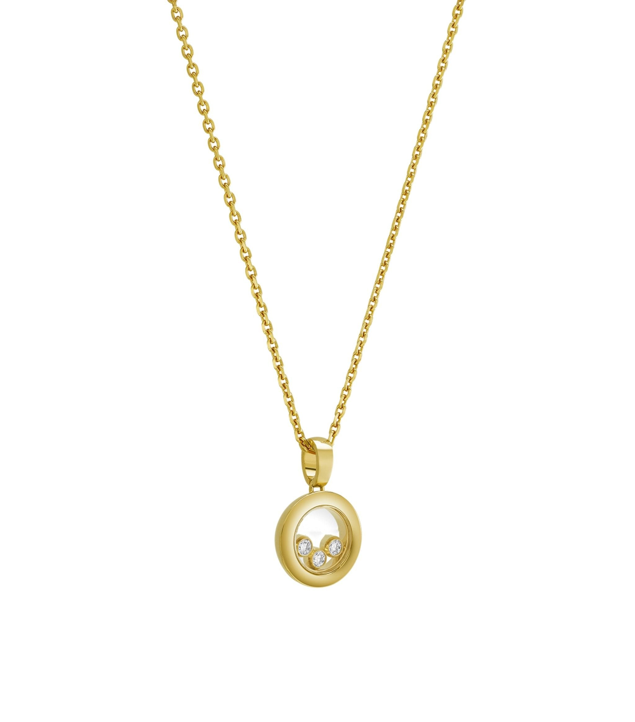 CHOPARD HAPPY PEDANT GOLD 3 DIAMOND NECKLACE
