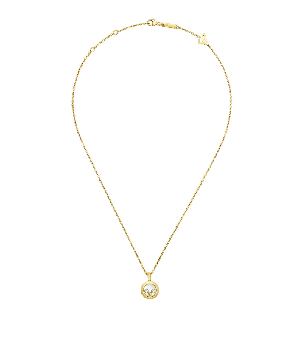 CHOPARD HAPPY PEDANT GOLD 3 DIAMOND NECKLACE