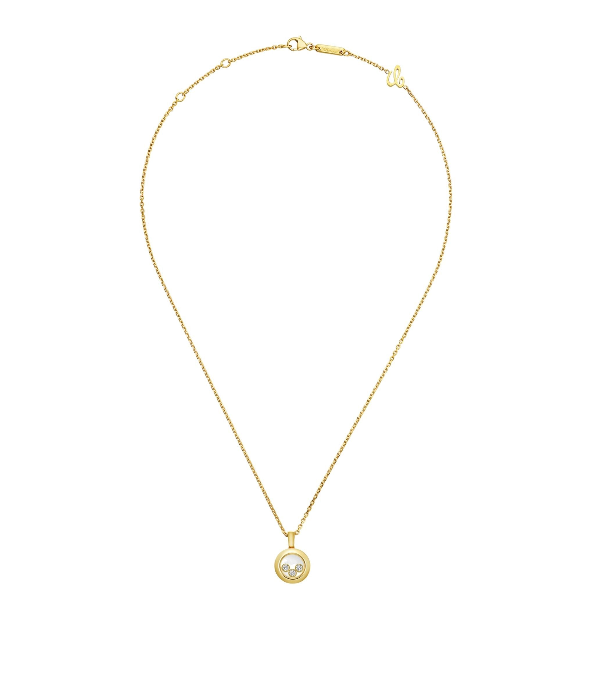 CHOPARD HAPPY PEDANT GOLD 3 DIAMOND NECKLACE