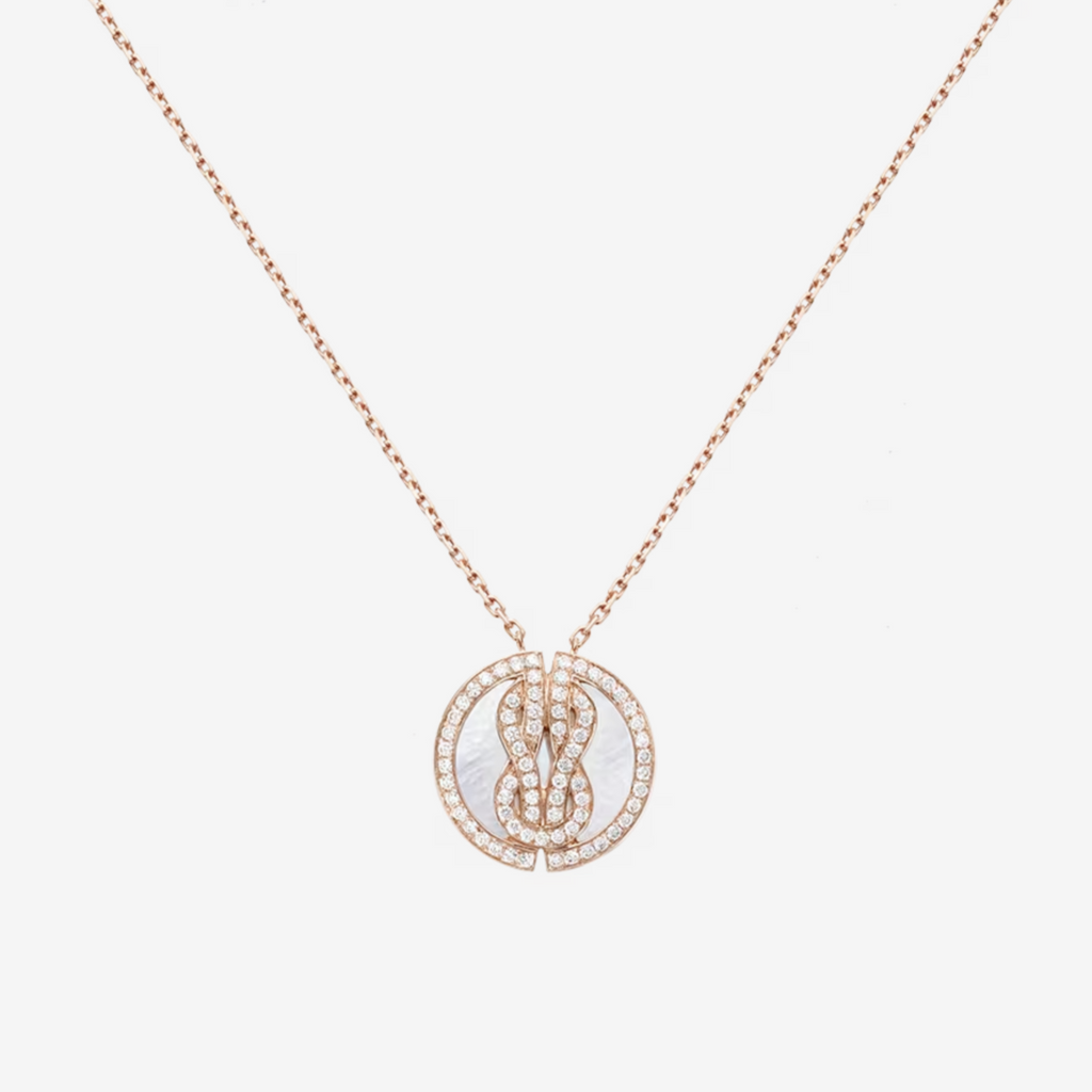 FRED CHANCE INFINIE LUCKY MEDALS PINK GOLD NECKLACE