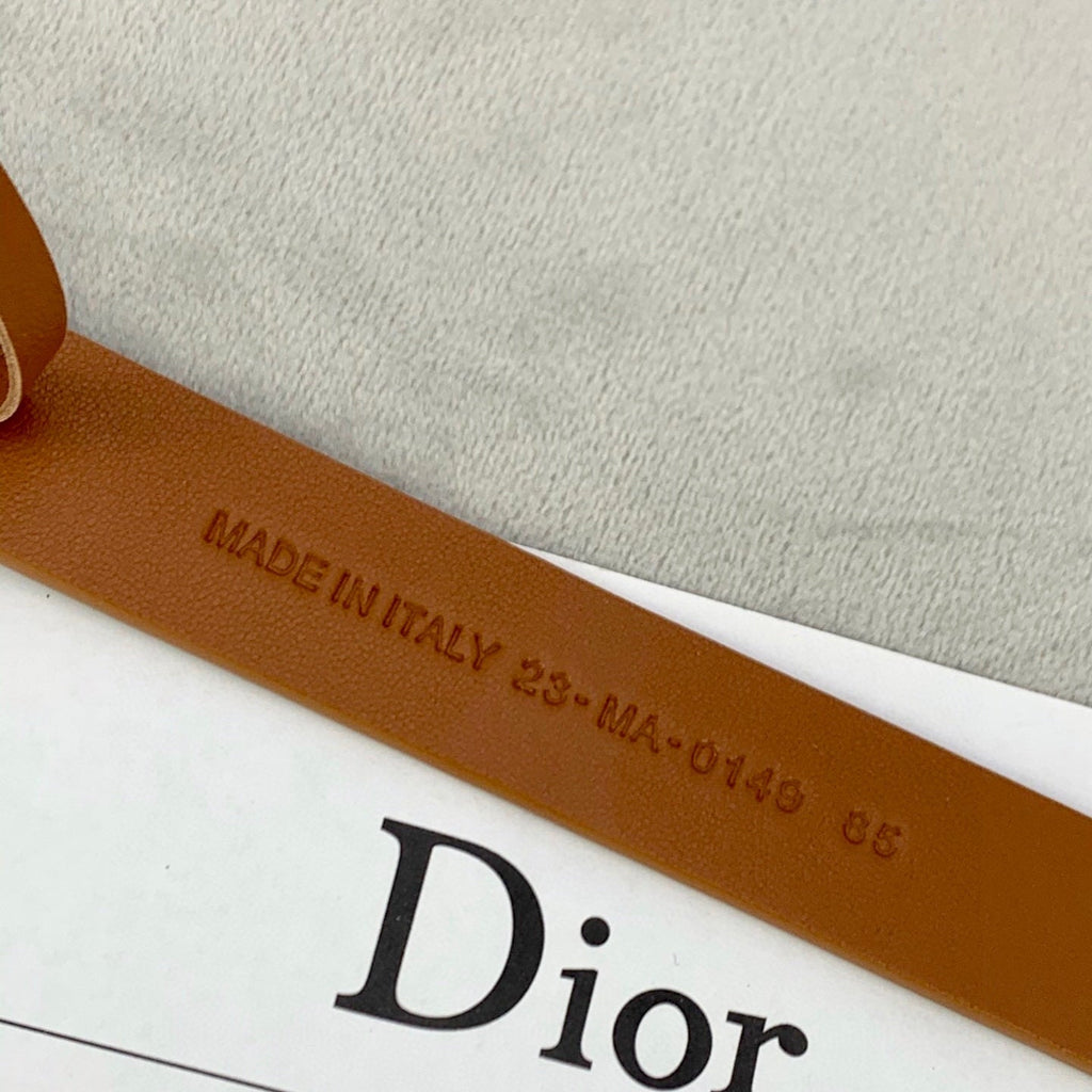 DIOR 25S BELT 20 MM IN BROWN CALFSKIN WITH SILVER HARDWARE 590779
