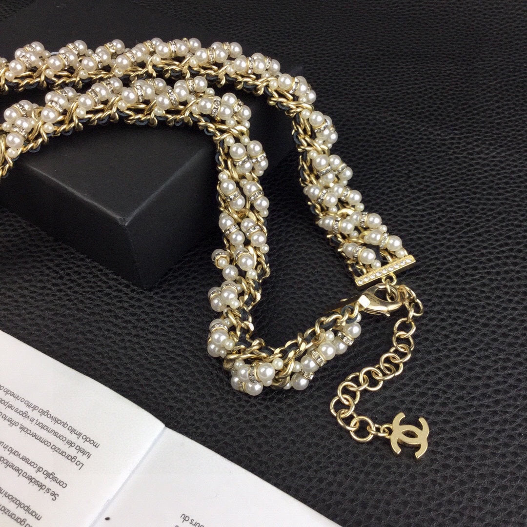 CHANEL 25S CHAIN BELT WITH PEARL 608641