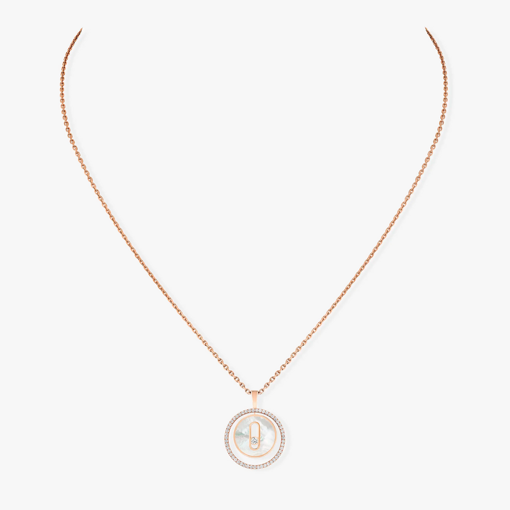 MESSIKA LUCKY MOVE 1 DIAMOND WHITE MOTHER OF PEARL PINK GOLD DIAMOND NECKLACE