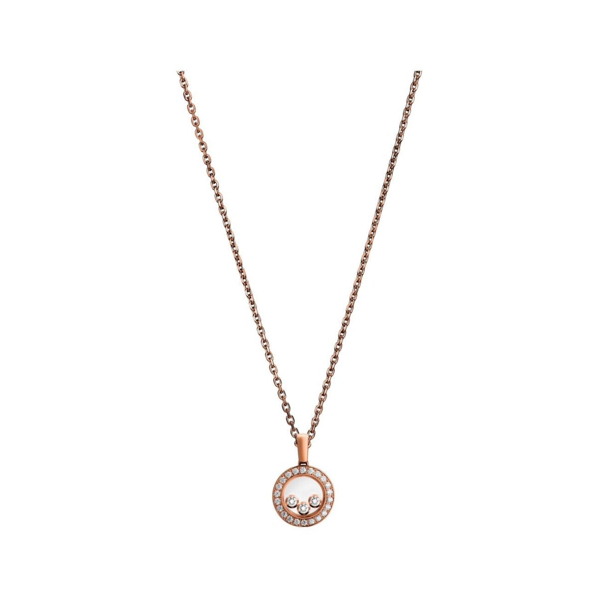 CHOPARD HAPPY HEART DIAMOND PINK GOLD NECKLACE